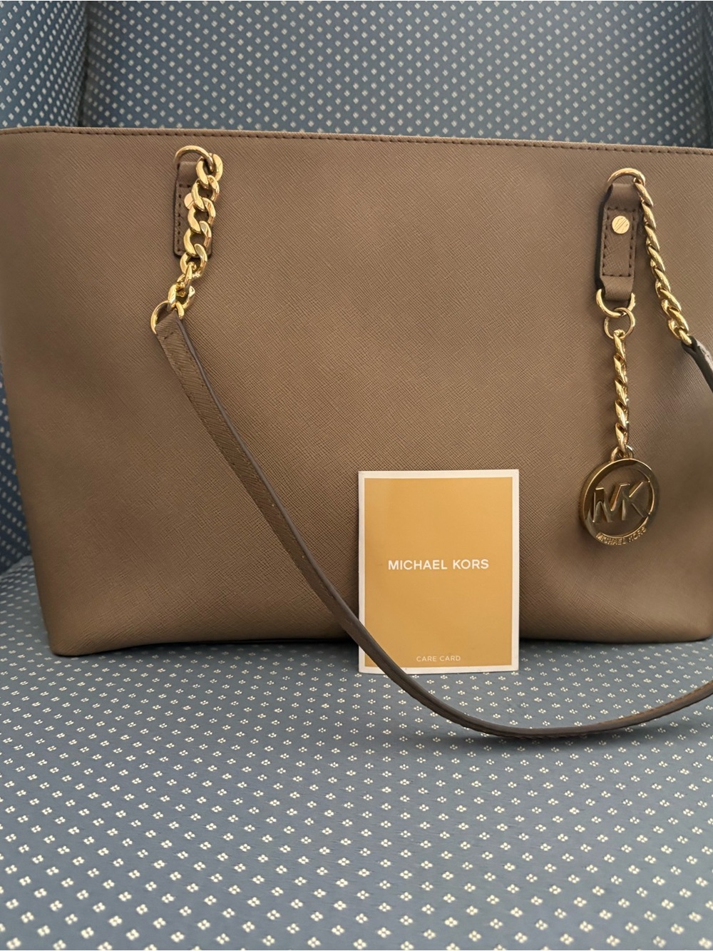 Michael Kors Taupe Tote with Gold Hardware